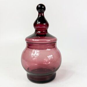 Vintage Empoli Purple Amethyst Glass Lidded Apothecary Jar Dish